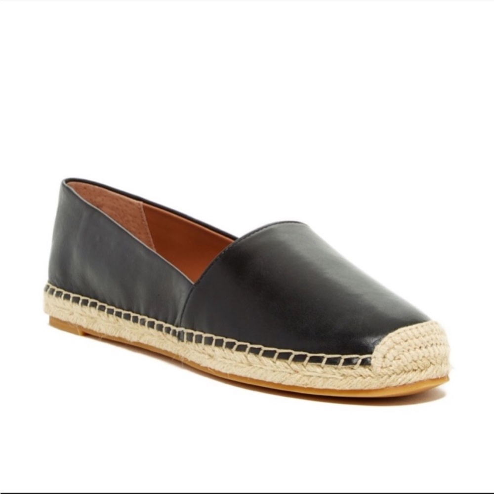 Halogen Sabine Black Leather Espdadrille Flats